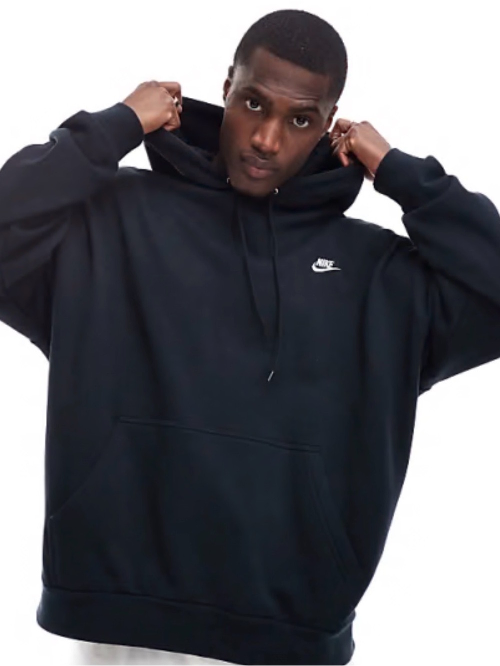 Nike Black Pullover Hoodie with White Swoosh